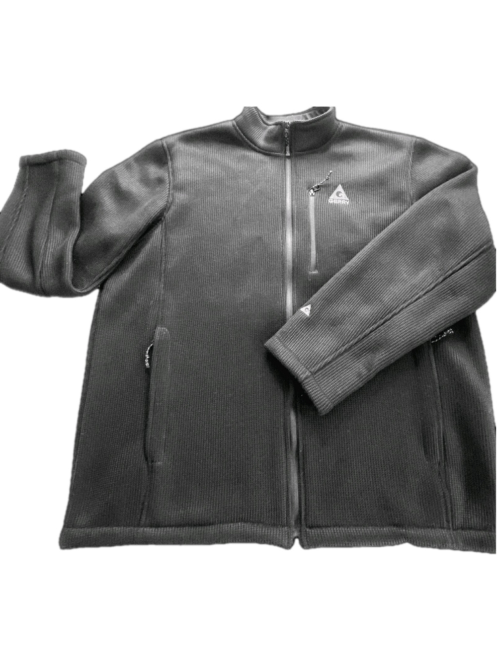 Gerry Jacket Mens 2X Black Waffle Knit Ribbed Fleece Lined Basecamp Gorpcore